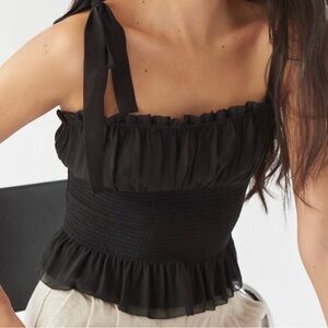 Aritzia Wilfred Black Tie Top